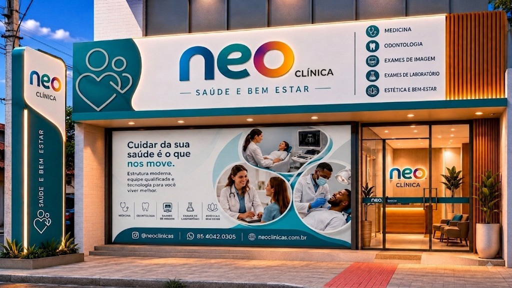 Fachada da Neo Clínica Saúde e Bem-Estar em Horizonte, CE